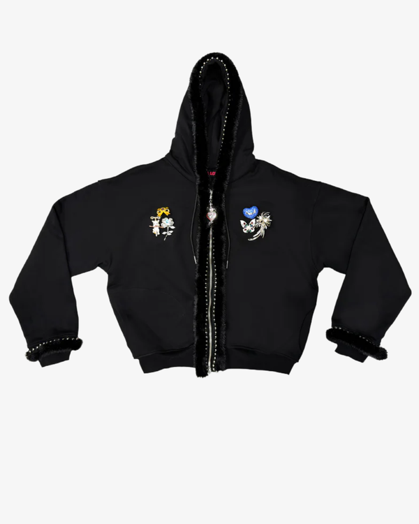 Chopova Lowena - Women's Fuzzy Pearl Zip Hoodie - (Black)