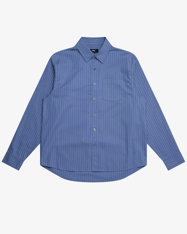 Stüssy - Men's Oxford Long Sleeve Shirt - (Blue Stripe)