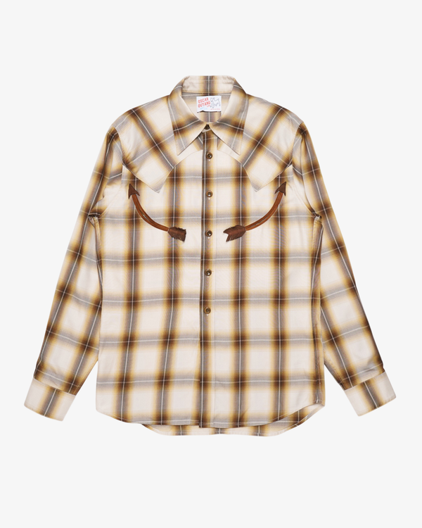 OSCAR OUYANG - Men's Brown Plaid Arrow Pocket Shirt - (Brown)