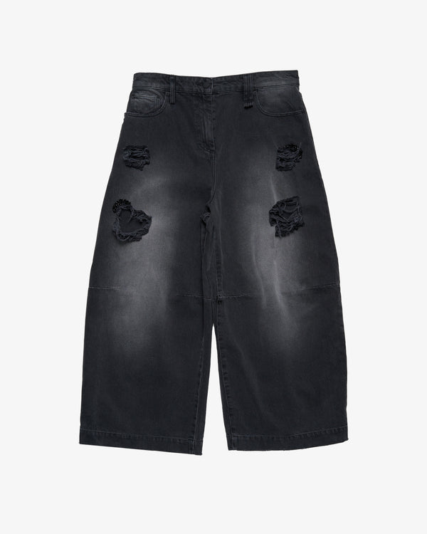 SIMONE ROCHA - Women's Cropped Distressed Wide Leg Puddle Jeans - (Black)