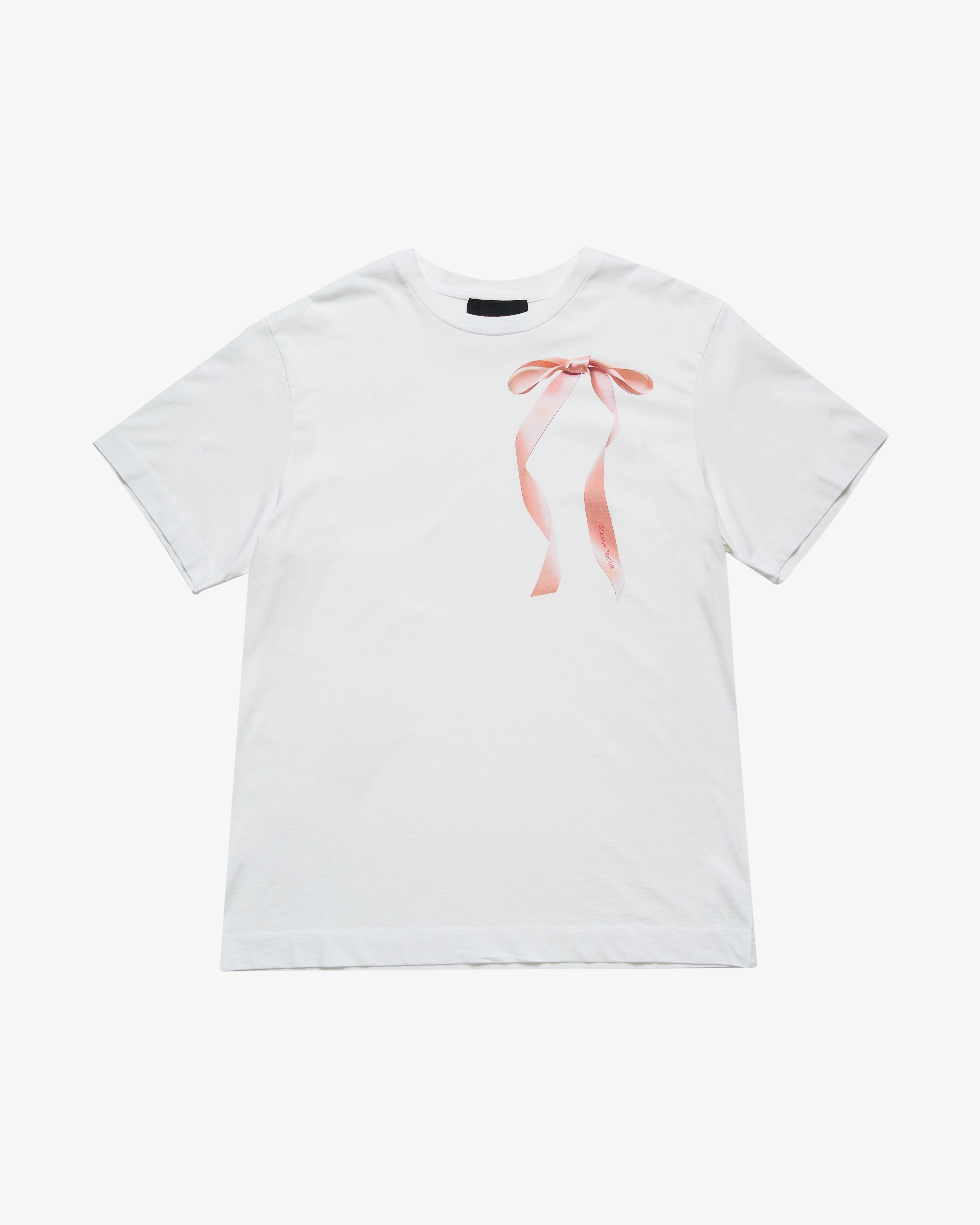 SIMONE ROCHA : Men's Ribbon Bow Tail Print T-Shirt (White) | DSMS