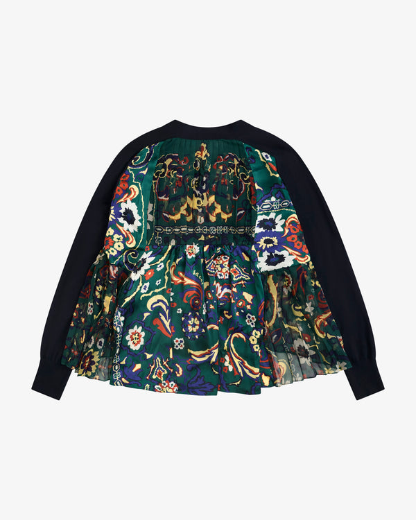 SACAI - Women's Floral Print Cardigan - (Navy213)