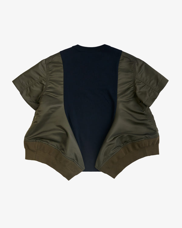 SACAI - Women's Nylon Twill X Cotton Jersey T-Shirt - (Khaki532)