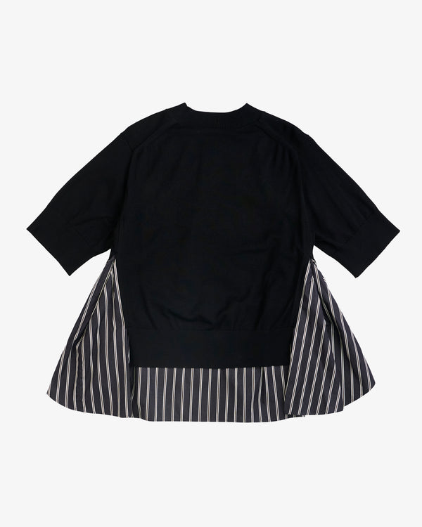 SACAI - Women's Poplin X Knit Pullover - (Stripes044)