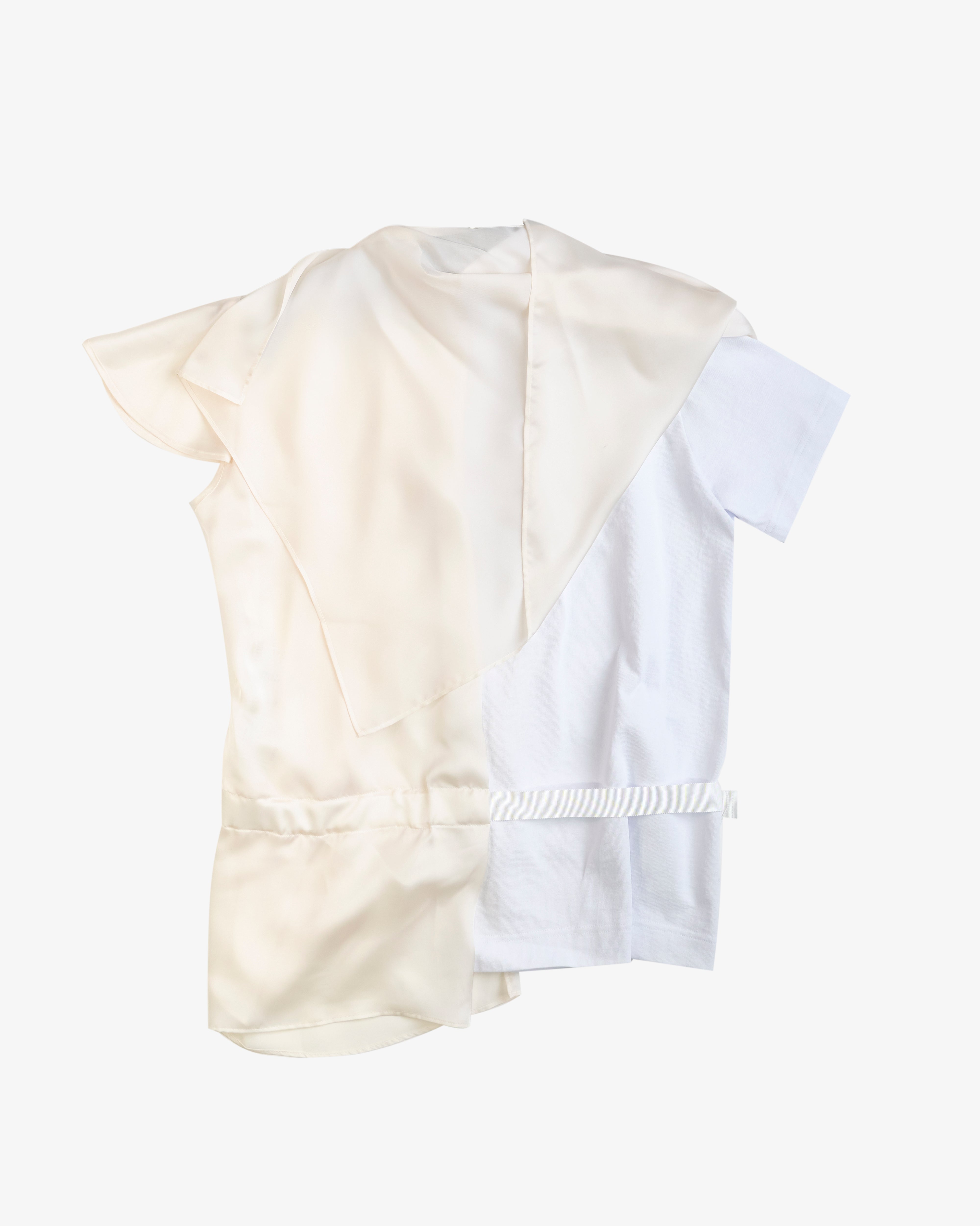 SACAI: Women's Satin X Cotton Jersey T-Shirt (Off-White178) | DSMS