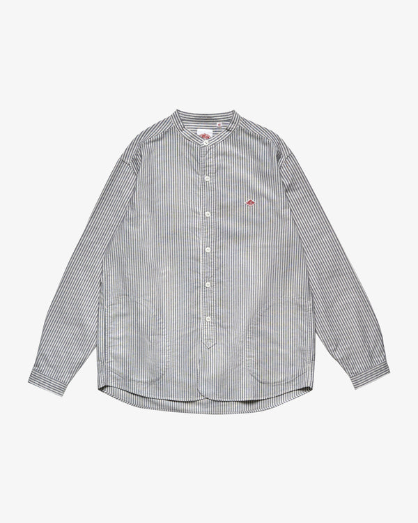 DANTON - Men's Band Collar Shirt - (Stripes)