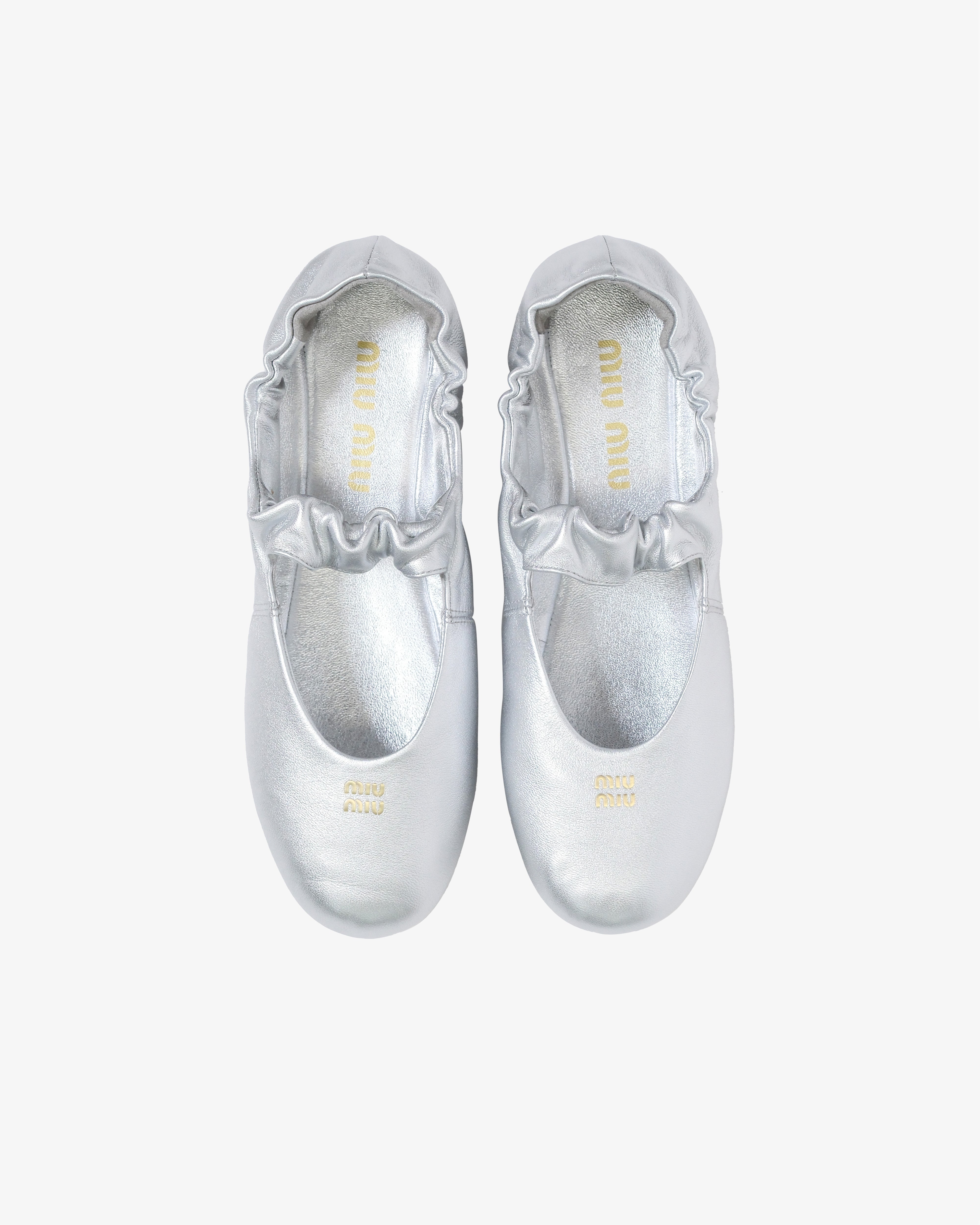MIU MIU: Women's Modore Ballerina (Silver) | DSMS E-SHOP