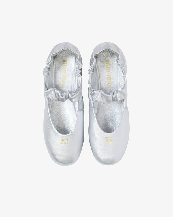 Miu Miu_MIU MIU - Women's Modore Ballerina - (Silver)_FLAT SHOES