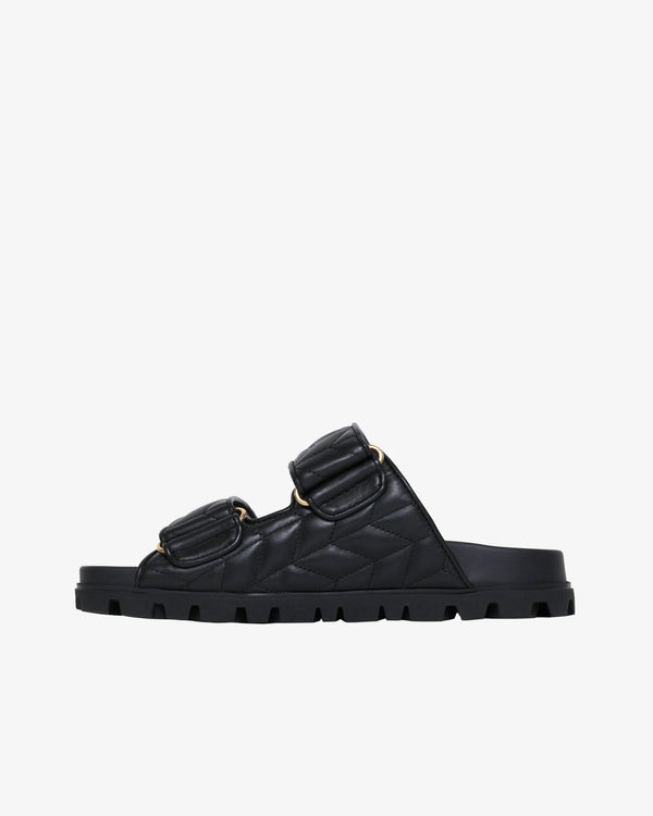 Miu Miu_MIU MIU - Women's Nappa Matelasse Sandal  - (Black)_FLAT SANDALS