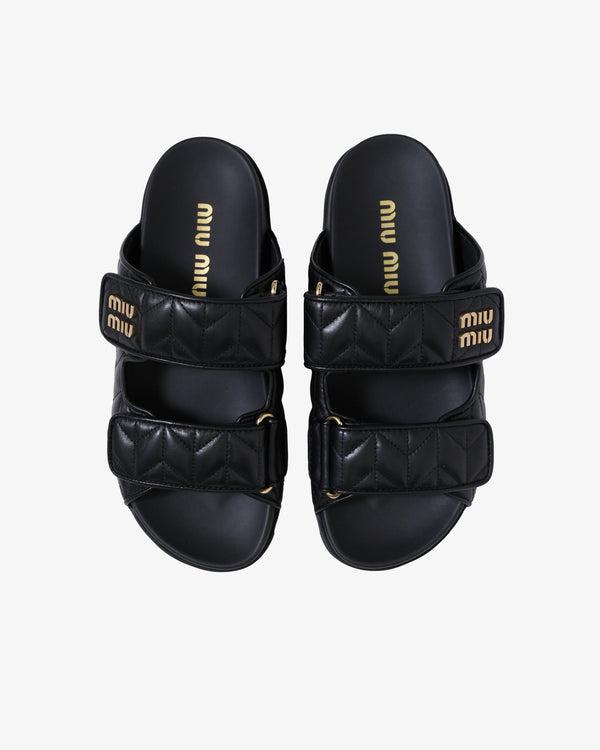 Miu Miu_MIU MIU - Women's Nappa Matelasse Sandal  - (Black)_FLAT SANDALS