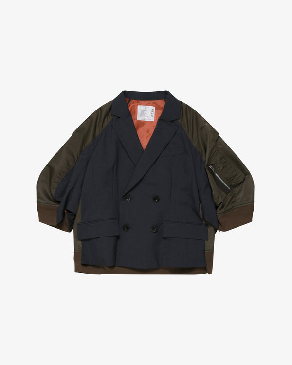 SACAI - Women's Suiting X Nylon Twill Jacket - (Greyish Brown)