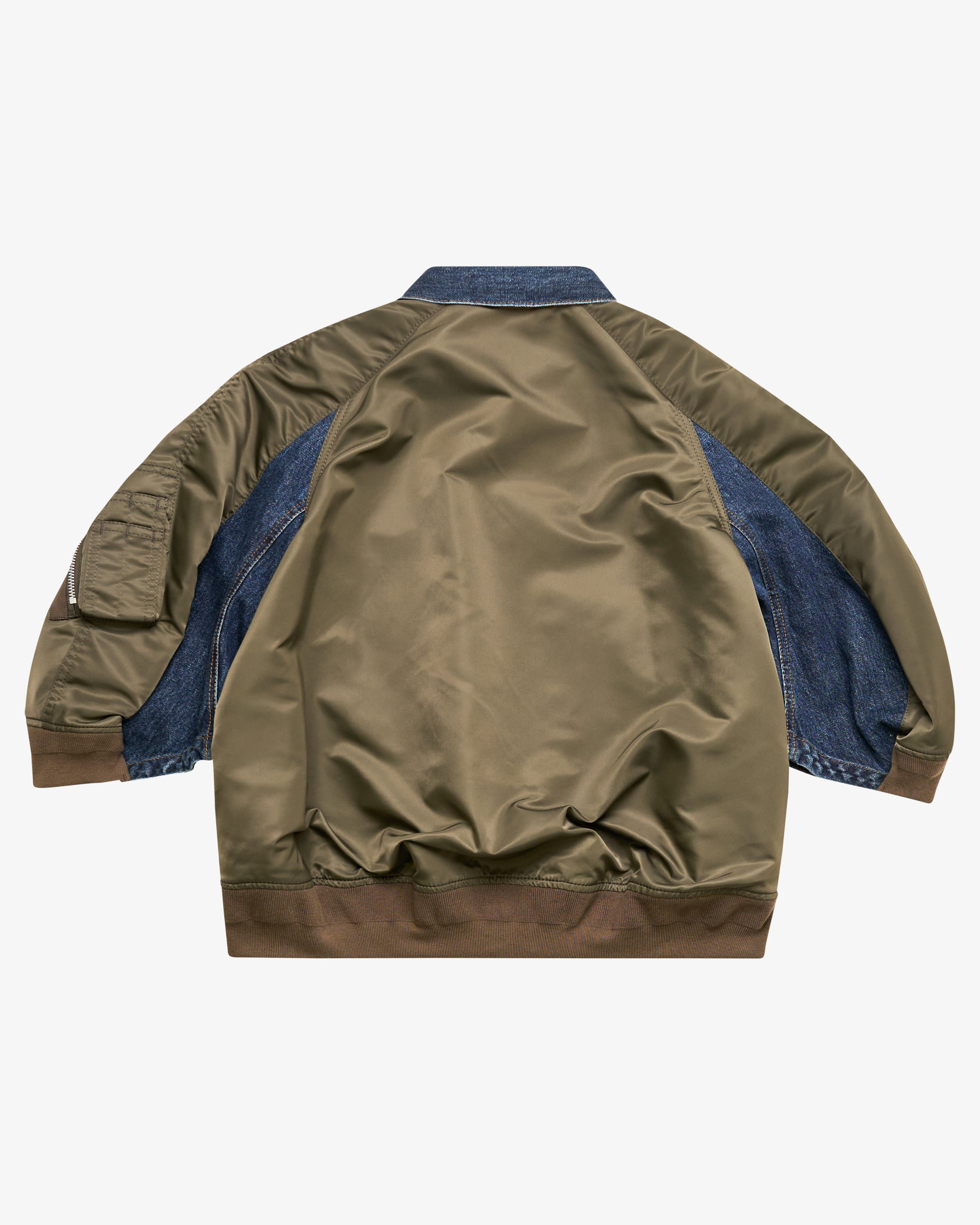 SACAI: Women's Denim X Nylon Twill Jacket (Denim) | DSMS E-SHOP SACAI: Women's Denim X Nylon Twill Jacket (Denim) | DSMS E-SHOP