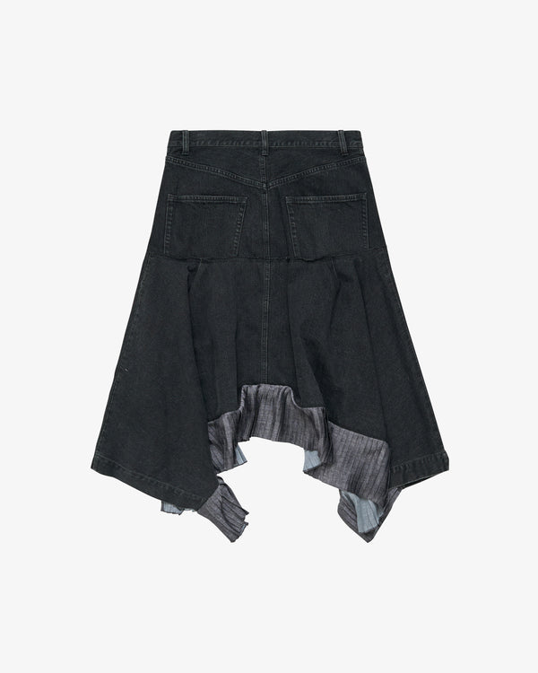 Sacai_SACAI - Women's Denim X Satin Skirt - (Black)_SKIRTS