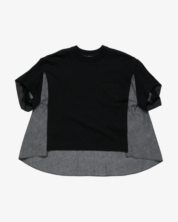 SACAI - Women's Light Weight Denim X Cotton Jersey T-Shirt - (Black)