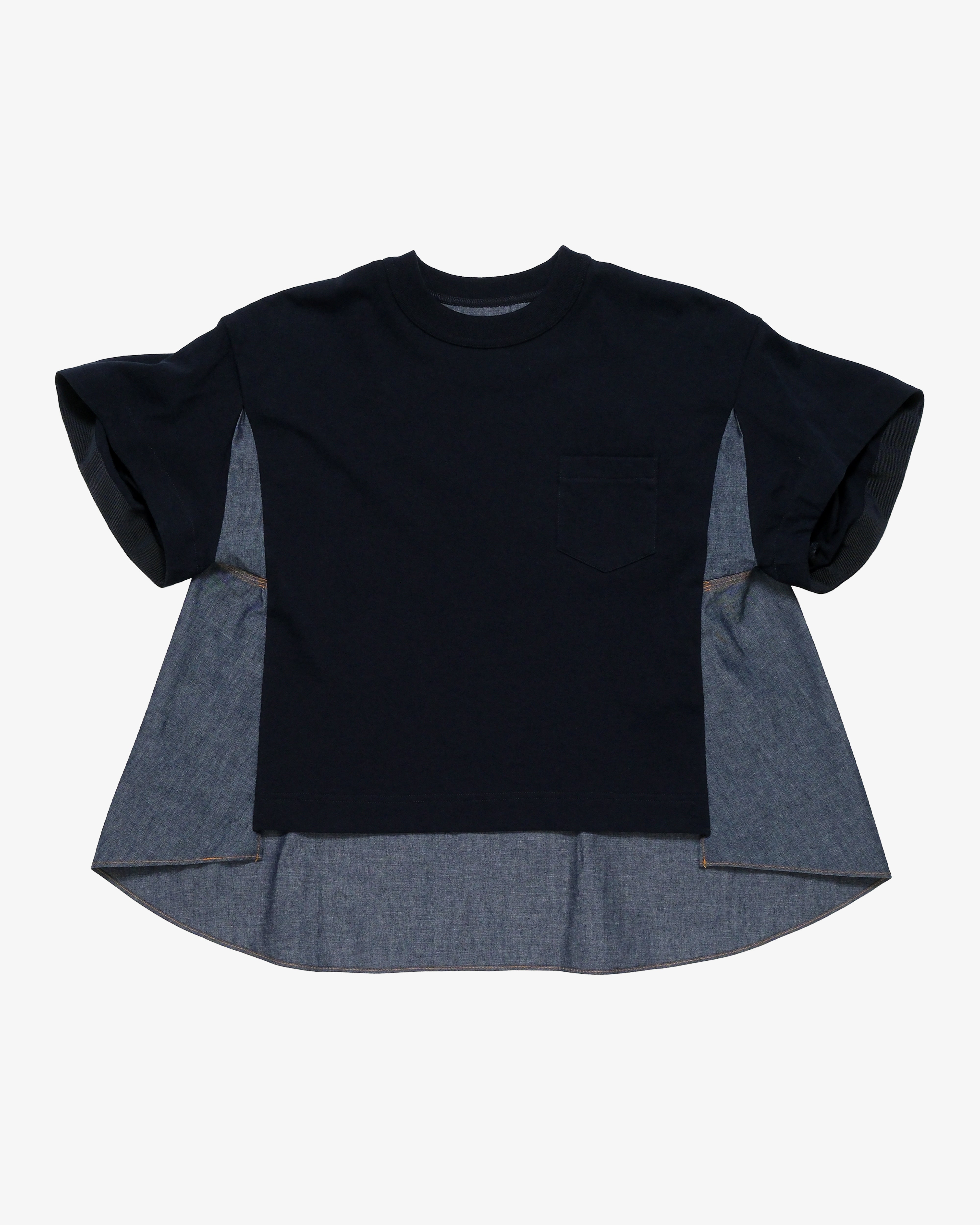 SACAI: Women's Light Weight Denim X Cotton Jersey T-Shirt (Denim