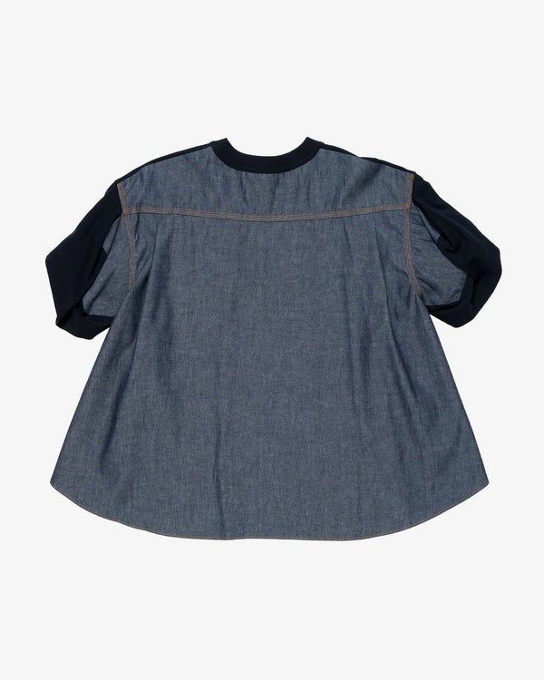 Sacai_SACAI - Women's Light Weight Denim X Cotton Jersey T-Shirt - (Denim)_TEES