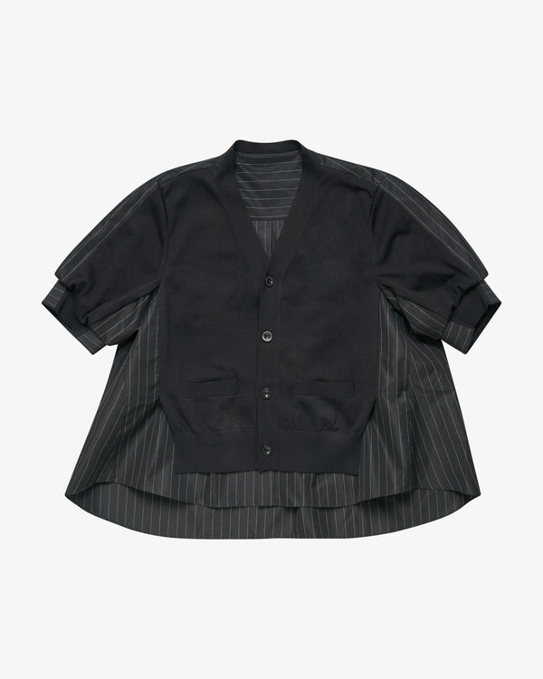 SACAI - Women's Chalk Stripe X Cotton Knit Cardigan - (Black)