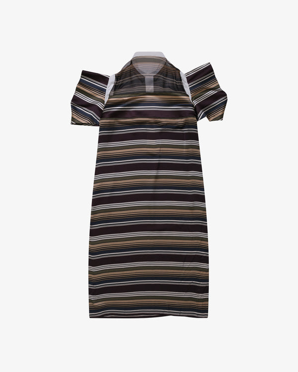 Sacai_SACAI - Women's Horizontal Stripe Dress - (Brown)_DRESSES