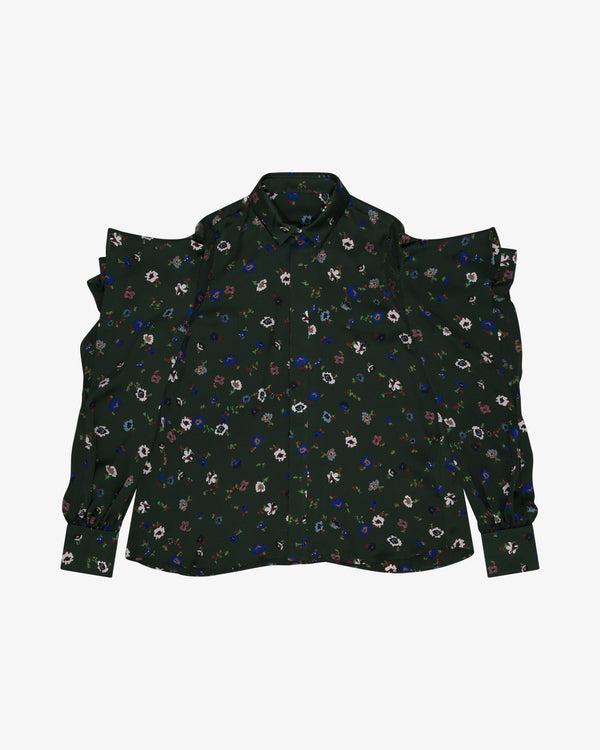 SACAI - Women's Floral Print Blouse - (Green)