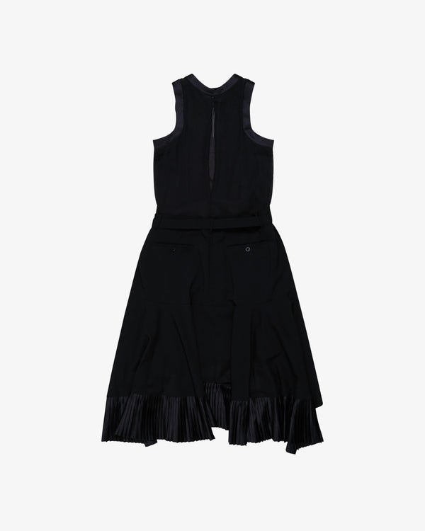 Sacai_SACAI - Women's Suiting X Satin Dress - (Black)_DRESSES