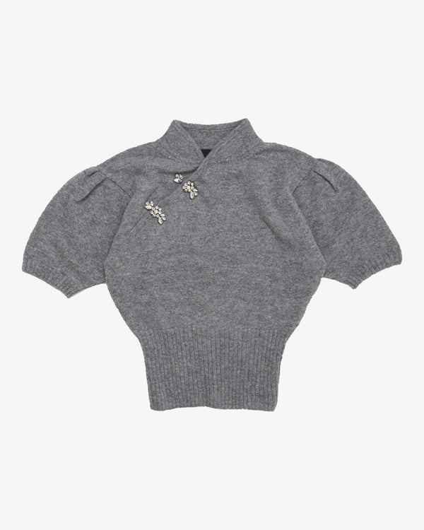 SIMONE ROCHA - Women's Mandarin Collar Cashmere Jumper - (Grey