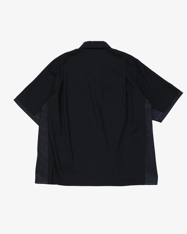 Sacai_SACAI - Men's Suiting X Denim Shirt - (Black)_SHIRTS
