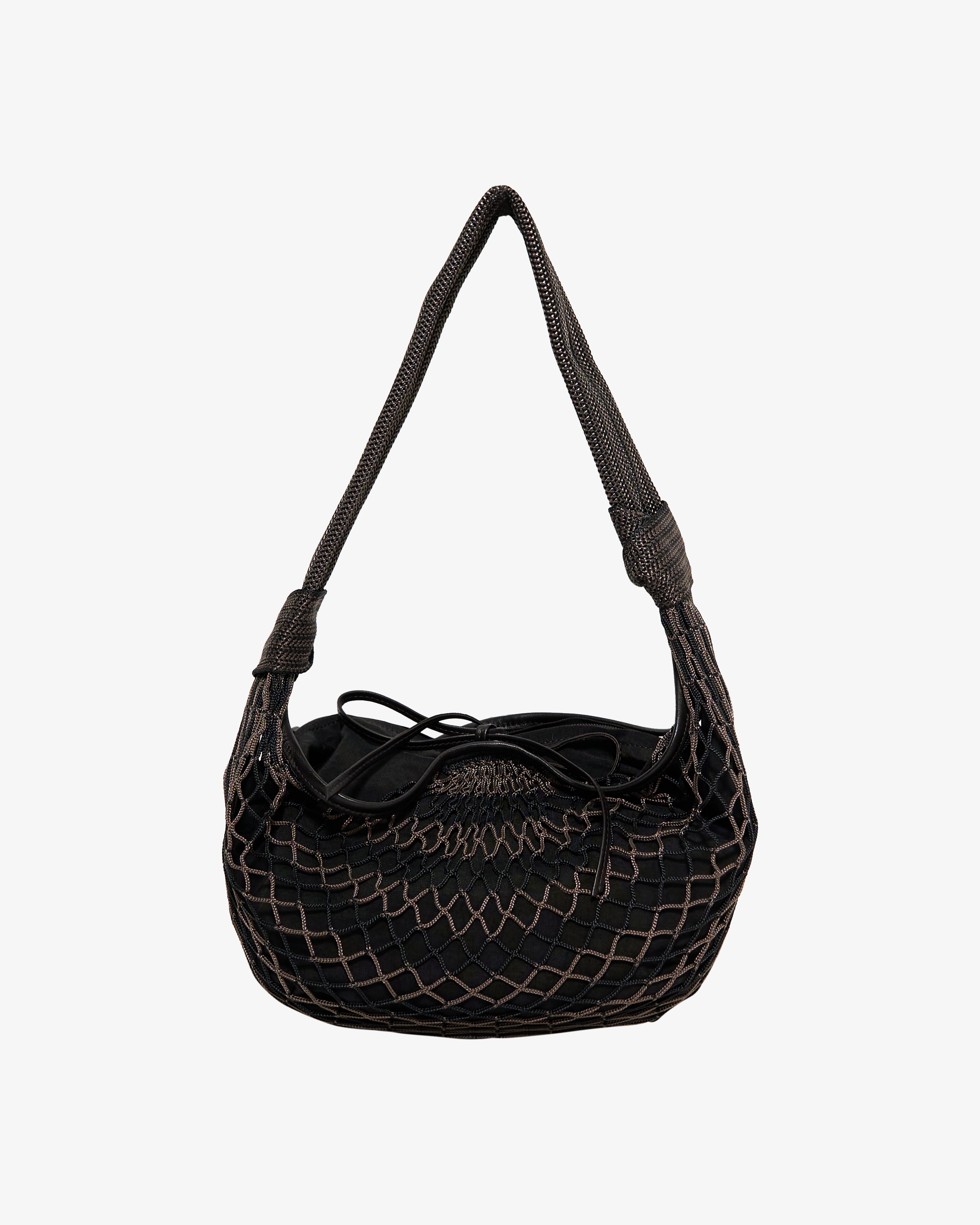 Lemaire: Men's Fortune Croissant Filt Bag (Stripes) | DSMS E-SHOP