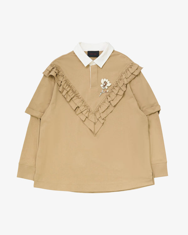 SIMONE ROCHA - Men's  Ruffle Frill Rugby Shirt - (Beige)
