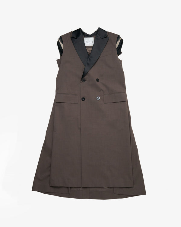 SACAI - Women's Wool Suiting Long Vest - (Grey)