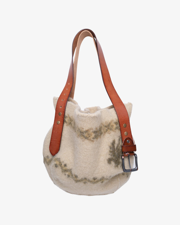 OSCAR OUYANG - Men's Beige Boiled Wool Fair Isle Knit Bag - (Beige)