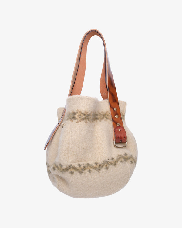 OSCAR OUYANG - Men's Beige Boiled Wool Fair Isle Knit Bag - (Beige)