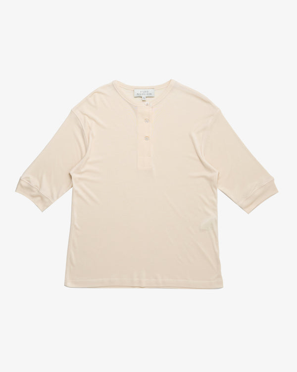 STUDIO NICHOLSON - Women's Jersey Short Sleeve Henley - (Cream)