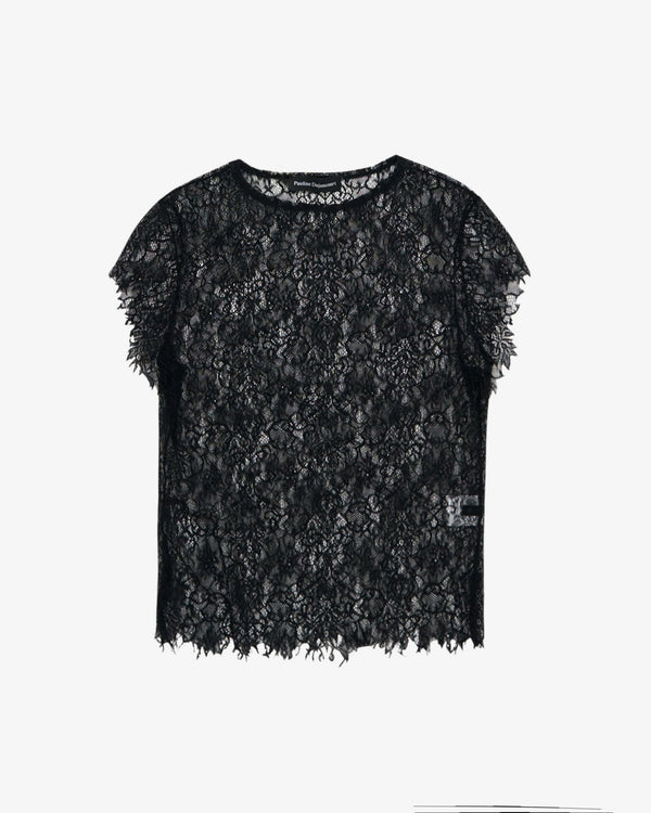 PAULINE DUJANCOURT - Women's Seagull Lace Cap Sleeves Top - (Black)