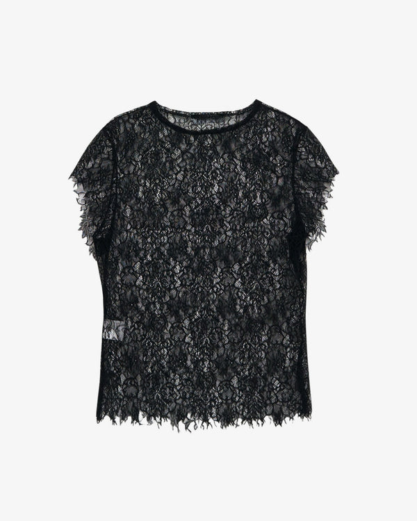 PAULINE DUJANCOURT - Women's Seagull Lace Cap Sleeves Top - (Black)