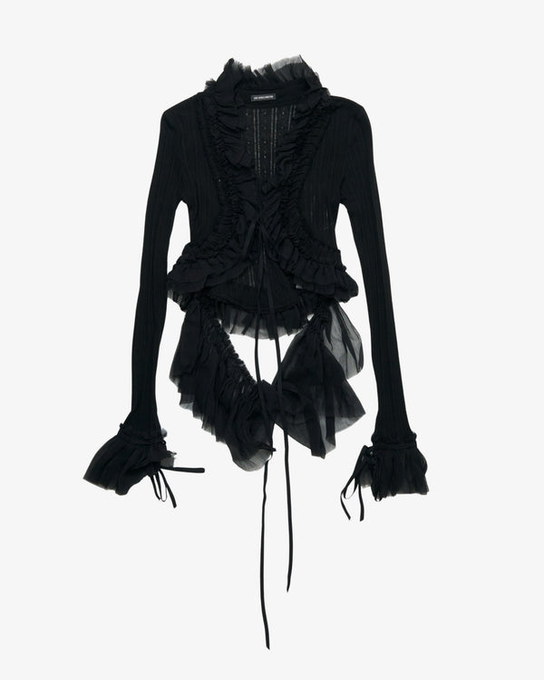 ANN DEMEULEMEESTER - Women's Jedi Long Sleeve Open Front Top - (Black)