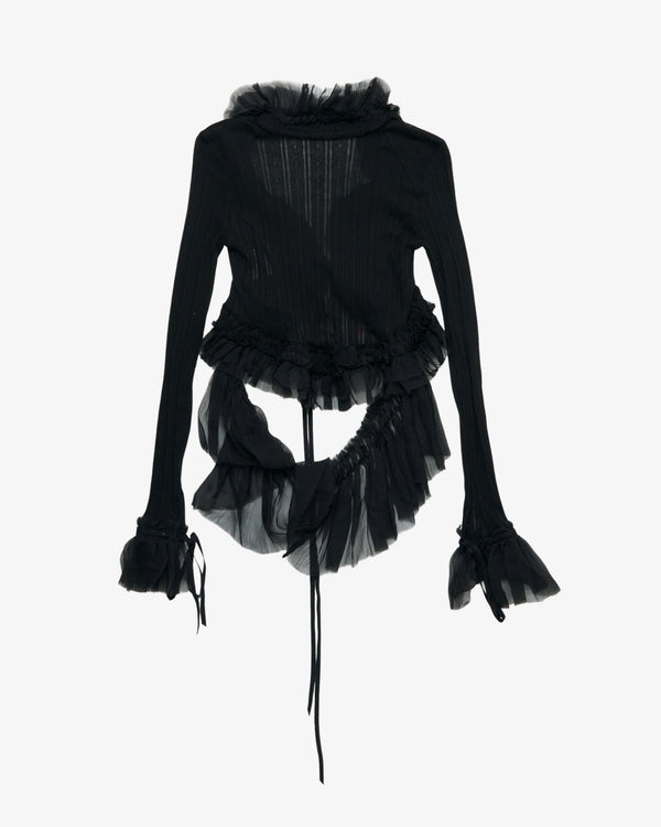 ANN DEMEULEMEESTER - Women's Jedi Long Sleeve Open Front Top - (Black)