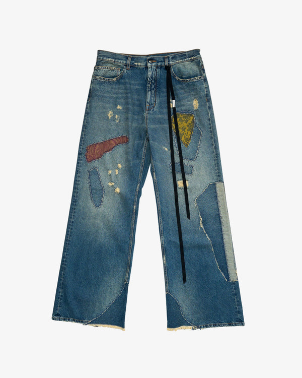 ANN DEMEULEMEESTER - Men's Modest 5-Pockets Relaxed Flared Trousers - (Denim)