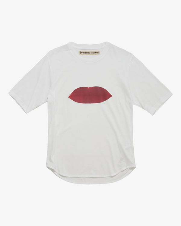 META CAMPANIA COLLECTIVE  - Men's Max Curved Hem Jersey Cotton Fitted Print T Shirt - (White)