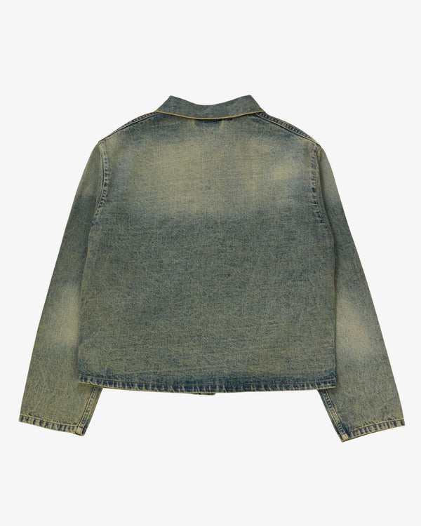 META CAMPANIA COLLECTIVE  - Men's Bill Cropped Teawash Denim Workwear Jacket - (Denim)
