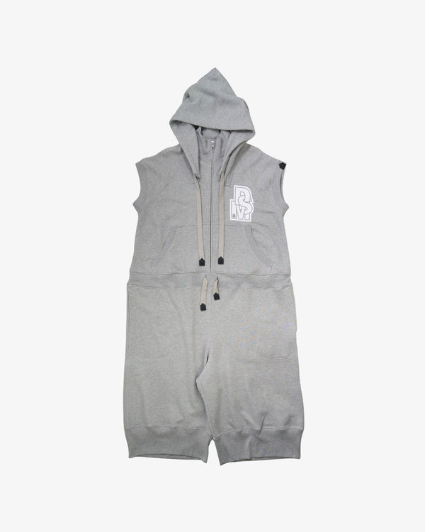 DSM Kei Ninomiya - Hooded Short Overall Cotton Back Pile Knit - (Grey)