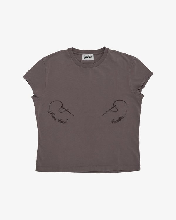 Jean Paul Gaultier - Women's Stretch Cotton Baby Tee - (Dark Grey)