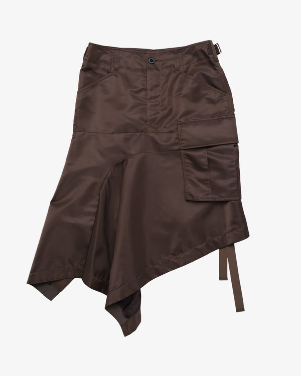 SACAI - Women's Nylon Twill Skirt - (Brown)