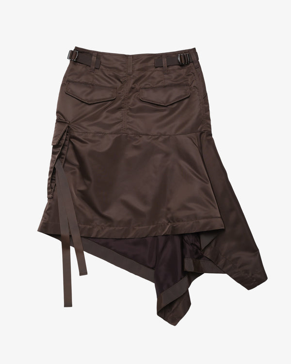 SACAI - Women's Nylon Twill Skirt - (Brown)
