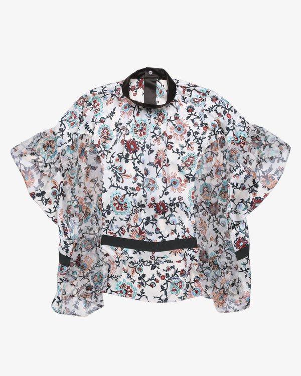 SACAI - Women's Floral Print Blouse - (White)