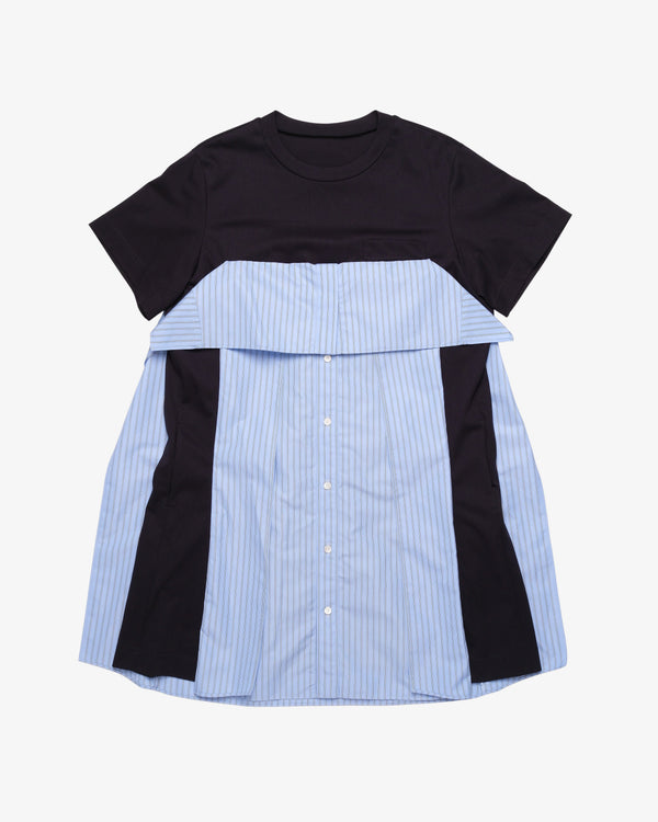 SACAI - Women's Poplin X Cotton Jersey T-Shirt - (Navy)
