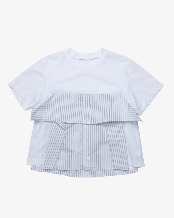 SACAI - Women's Poplin X Cotton Jersey T-Shirt - (White)