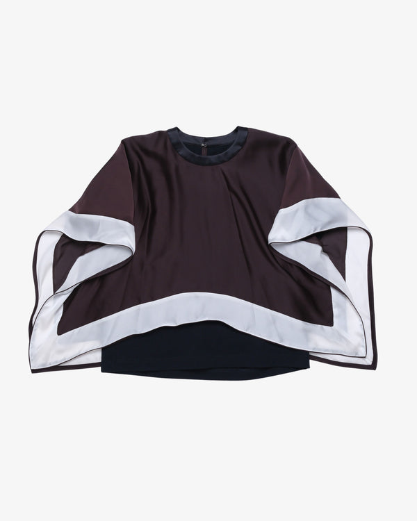 SACAI - Women's Satin X Cotton Jersey T-Shirt - (Brown)
