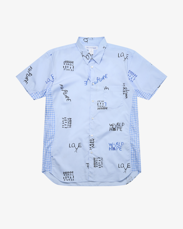CDG Shirt - Men's Printed Cotton Poplin - (Blue)