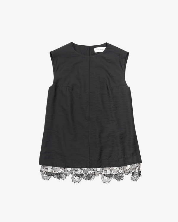 STUDIO NICHOLSON - Women's Lace Hem Sleeveless Top - (Black)