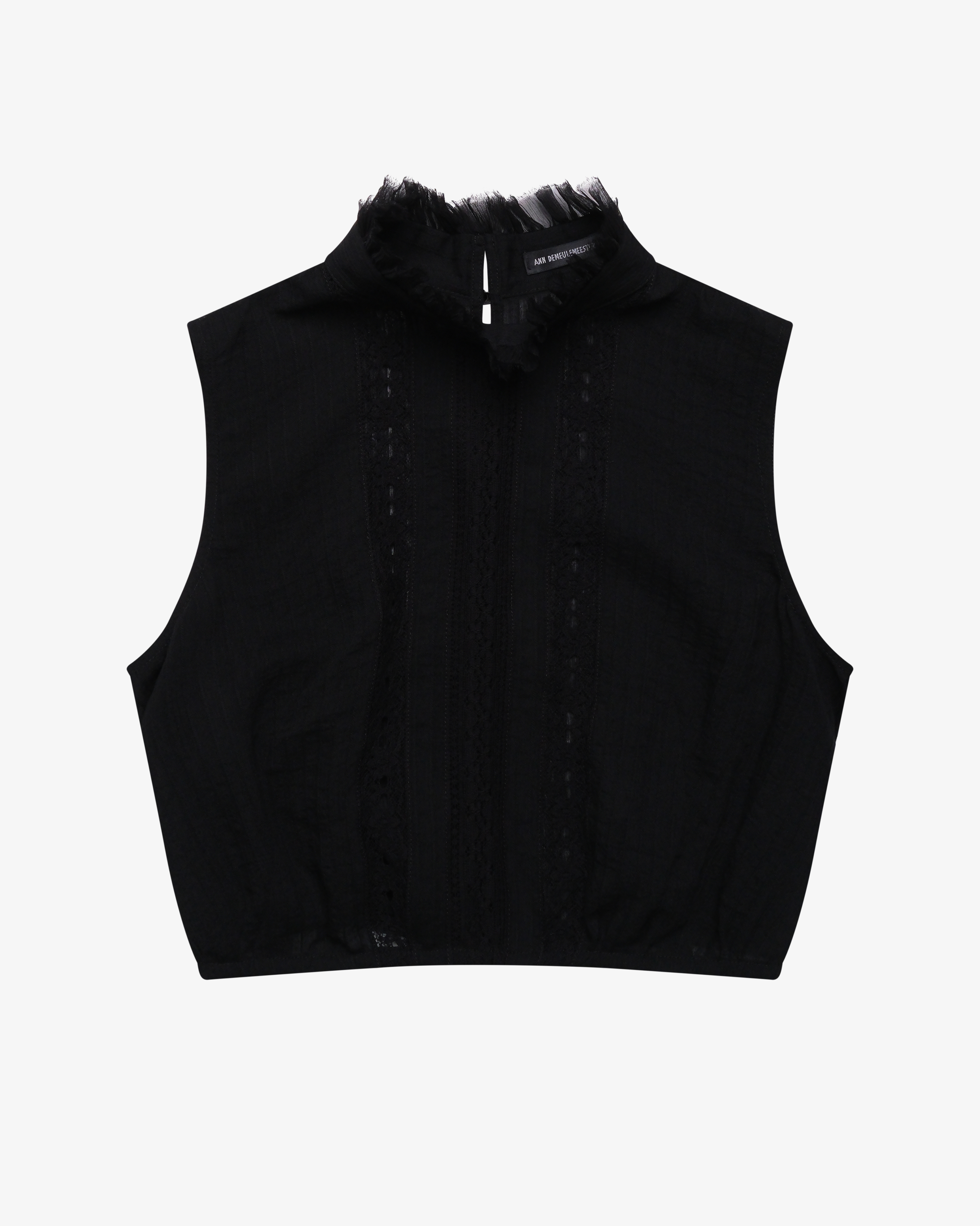ANN DEMEULEMEESTER ブラックベスト 38 ANN DEMEULEMEESTER: Women's Bee High Neck Cropped Top (Black